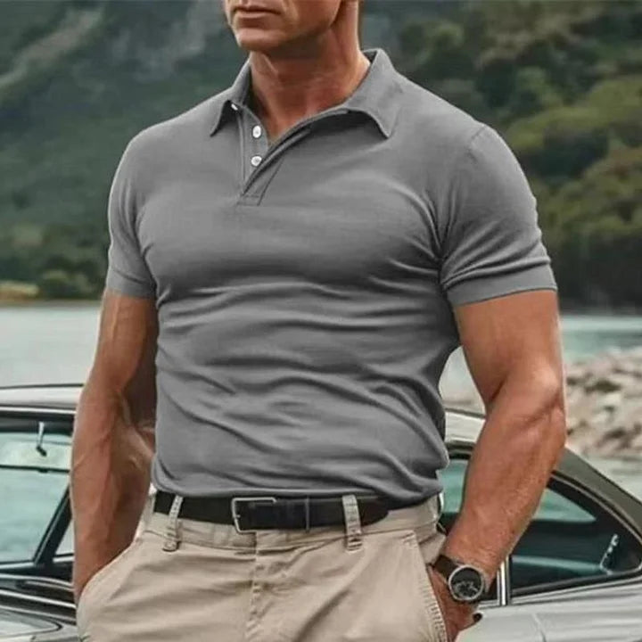 Polo homme – Coupe ajustée – Maille douce – Manches courtes – Col boutonné