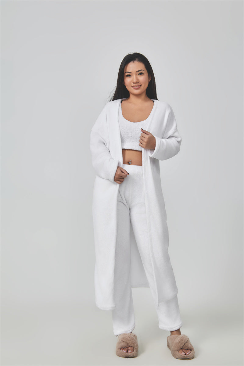 Femme Ensemble Lounge - Crop Top, Pantalon et Cardigan - Coupe Relax - Douillet - Polyvalent