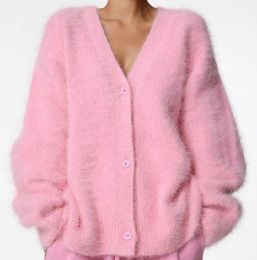 Femme Cardigan - Coupe Ample et Décontractée - Textile Doux et Moelleux - Col V - Boutons Naturels