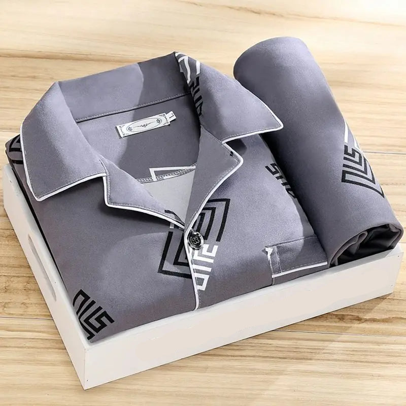 Pyjama homme – Coupe décontractée – Chemise boutonnée manches longues