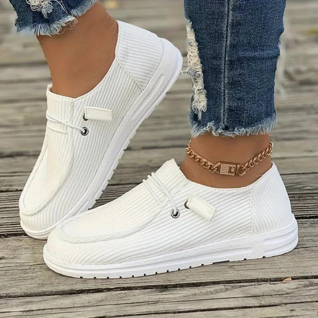 Chaussures slip-on femme – Tricot doux – Semelle plate – Coupe décontractée – Design nervuré
