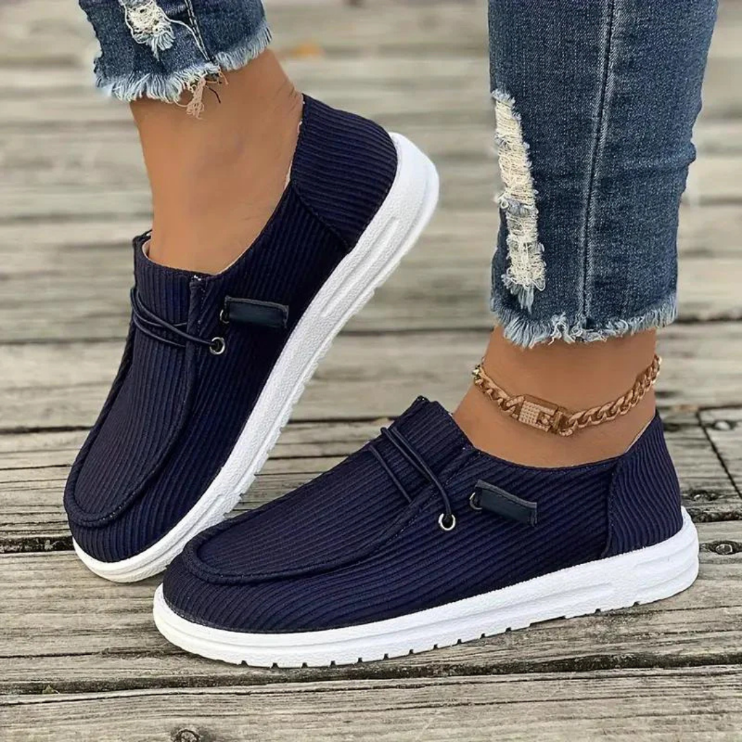 Chaussures slip-on femme – Tricot doux – Semelle plate – Coupe décontractée – Design nervuré