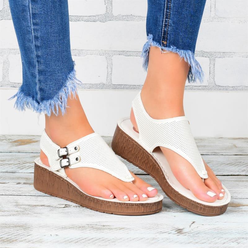 Sandales plateforme femme – Semelle épaisse – Dessus perforé – Bout ouvert – Bride à boucle