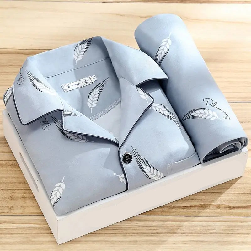 Pyjama homme – Coupe décontractée – Chemise boutonnée manches longues