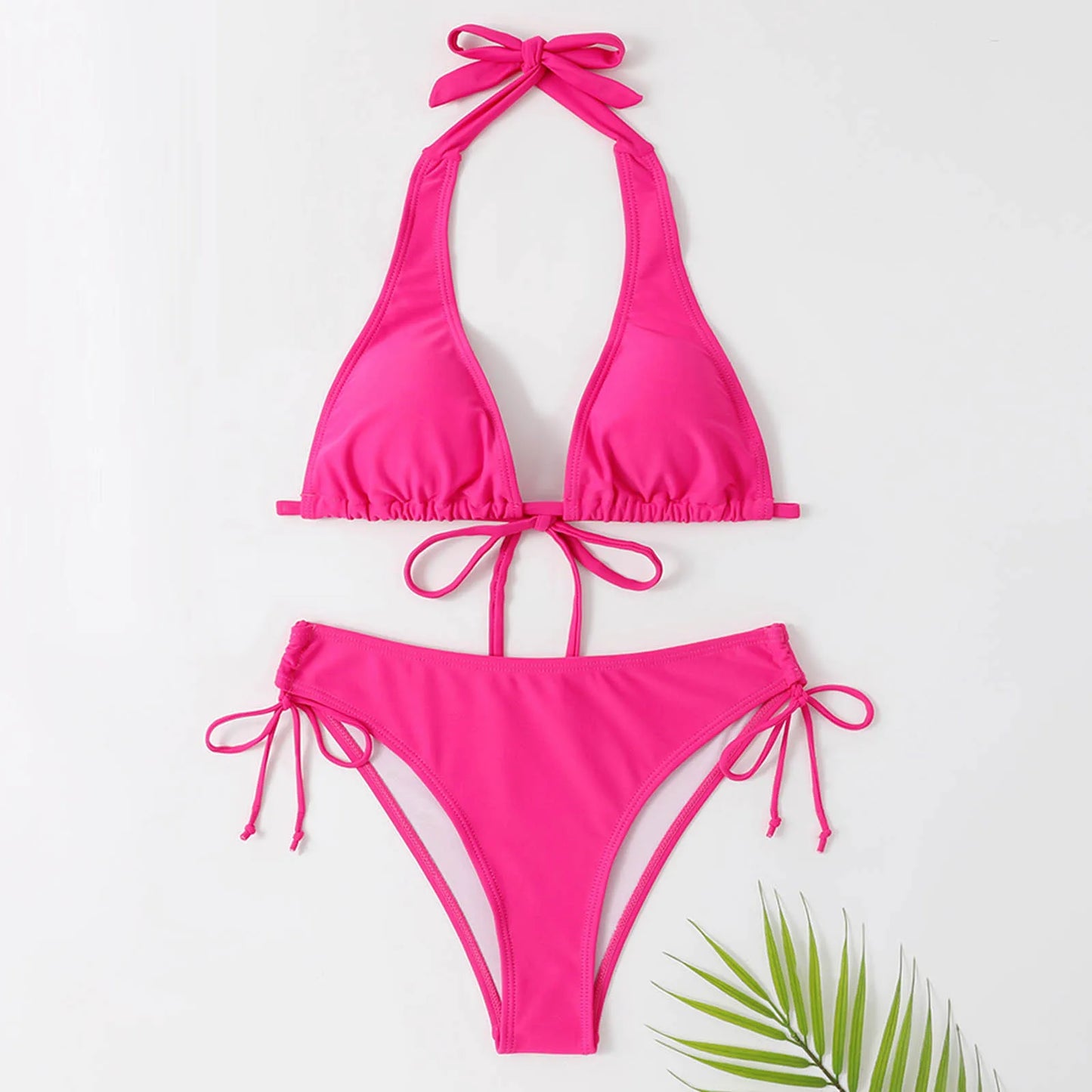 Bikini femme – Coupe triangle – Tissu stretch – Liens réglables