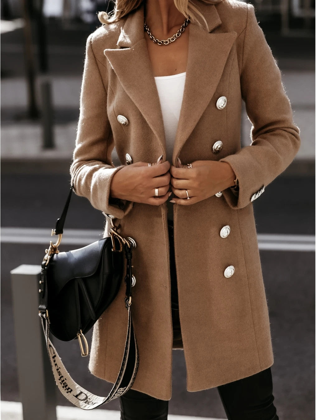 Manteau Blazer Femme – Coupe Cintrée – Laine – Double Boutonnage Élégant