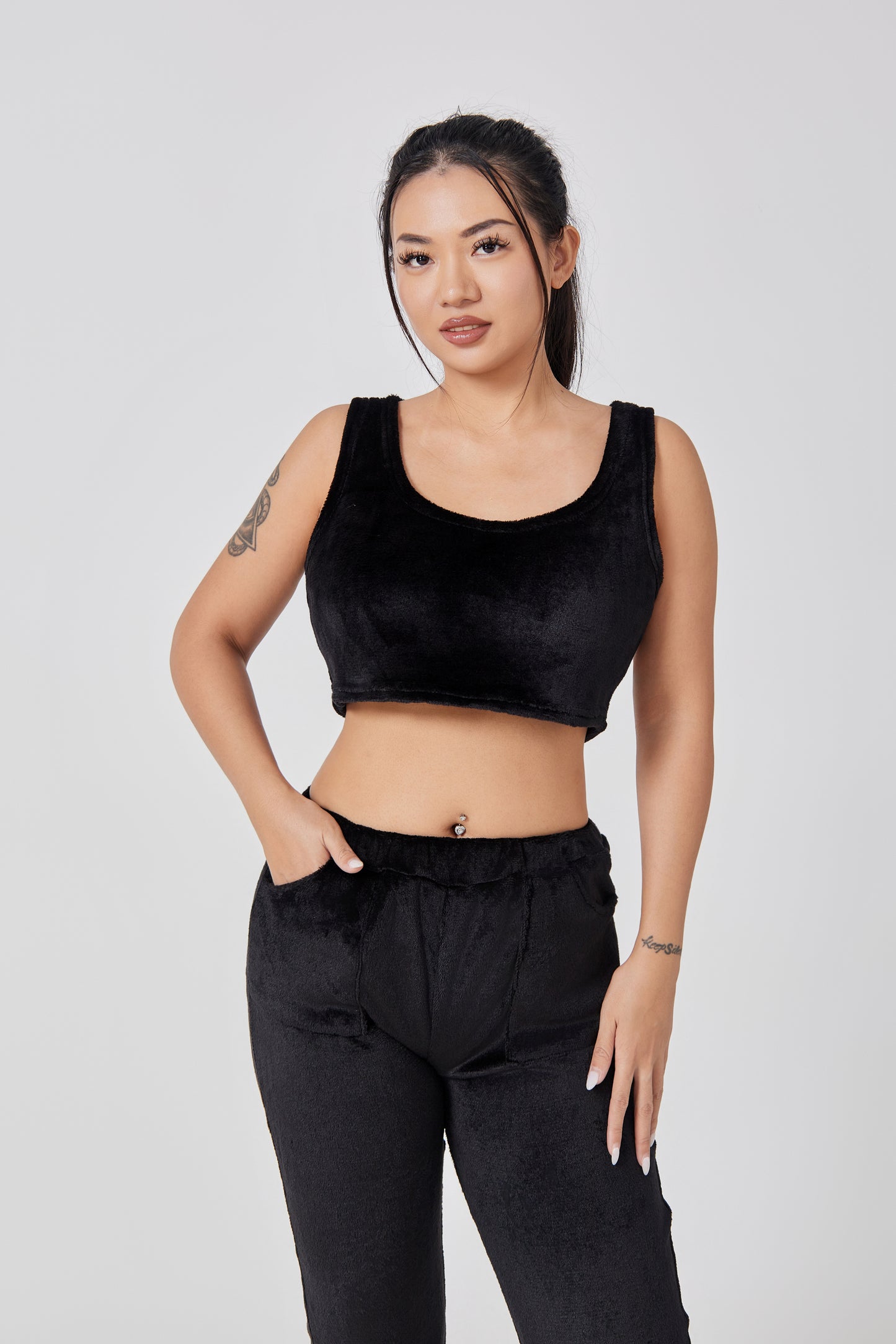 Femme Ensemble Lounge - Crop Top, Pantalon et Cardigan - Coupe Relax - Douillet - Polyvalent