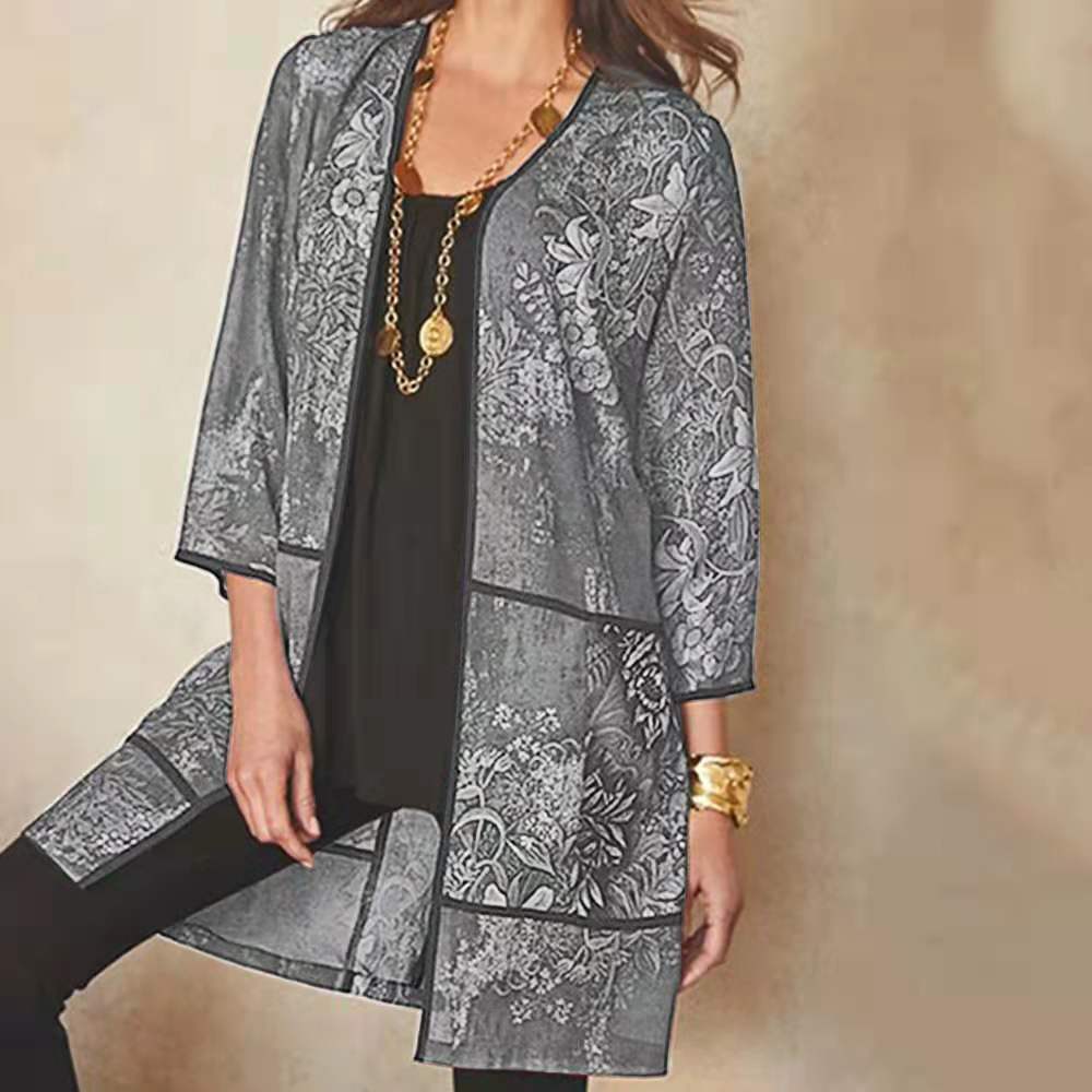 Blouse tunique femme – Coupe fluide – Tissu léger respirant – Manches 3/4 – Motifs imprimés