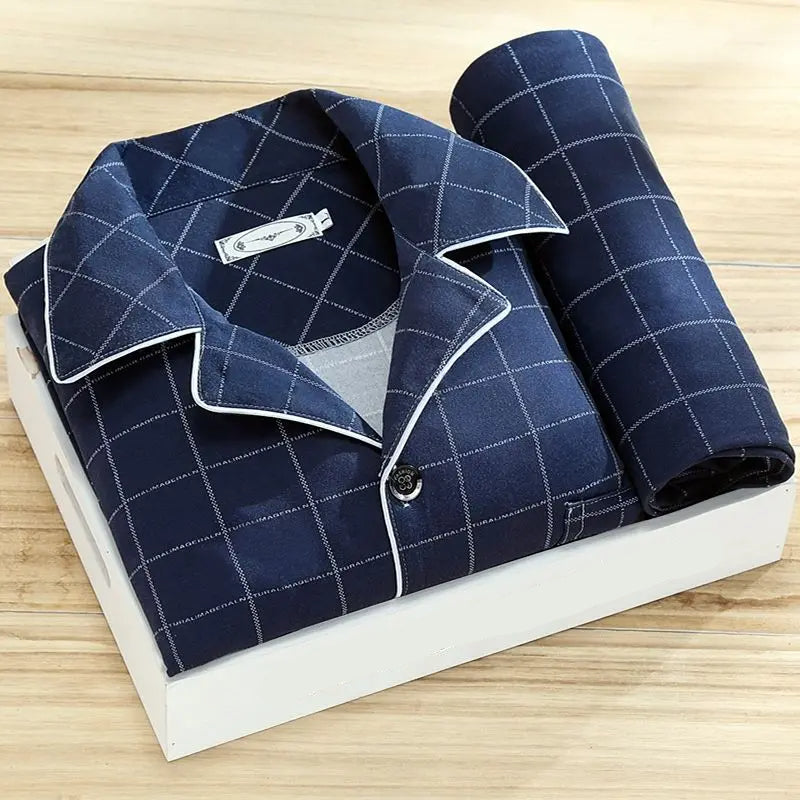 Pyjama homme – Coupe décontractée – Chemise boutonnée manches longues