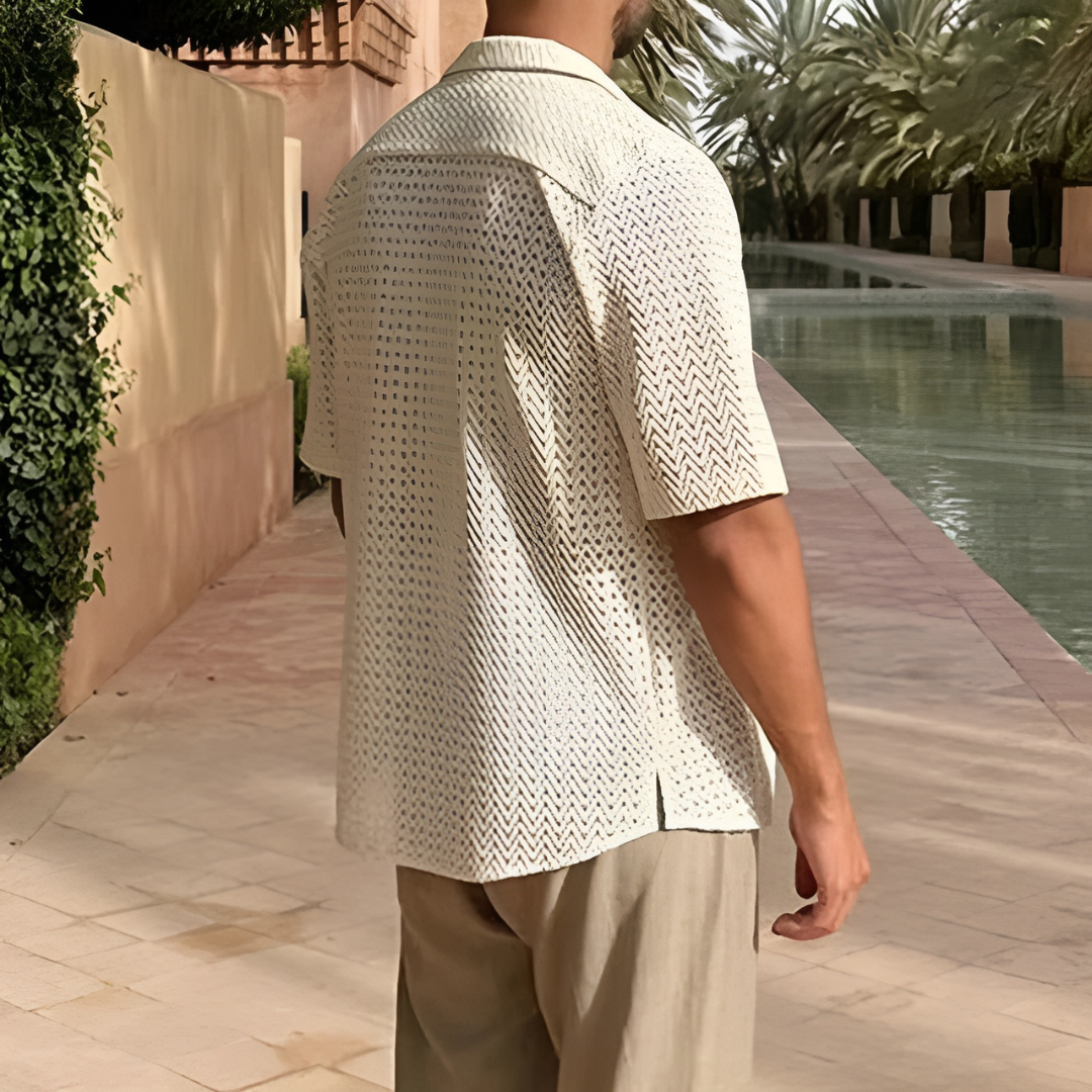 Polo homme – Coupe décontractée – Maille douce – Design ajouré respirant – Manches courtes