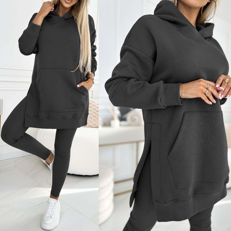 Sweat à capuche femme, coupe décontractée, en tricot doux, côtelé, grande