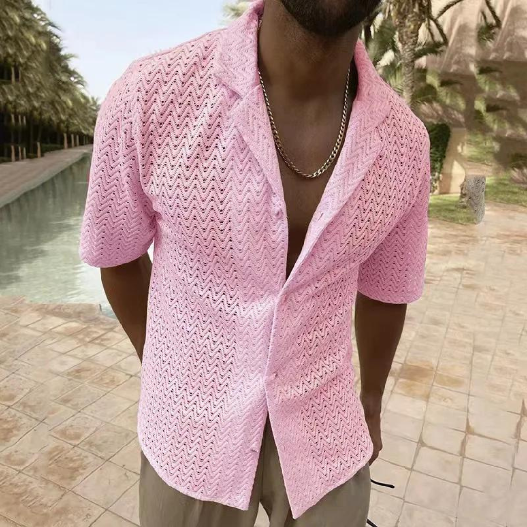 Polo homme – Coupe décontractée – Maille douce – Design ajouré respirant – Manches courtes