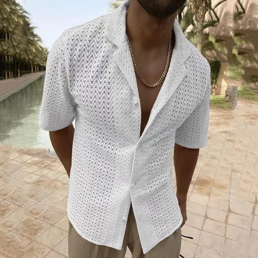 Polo homme – Coupe décontractée – Maille douce – Design ajouré respirant – Manches courtes