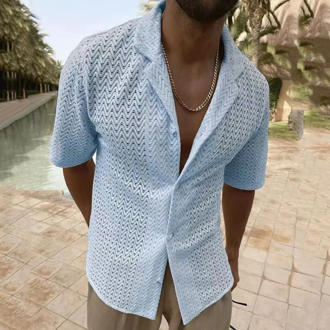 Polo homme – Coupe décontractée – Maille douce – Design ajouré respirant – Manches courtes