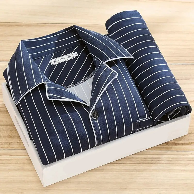 Pyjama homme – Coupe décontractée – Chemise boutonnée manches longues
