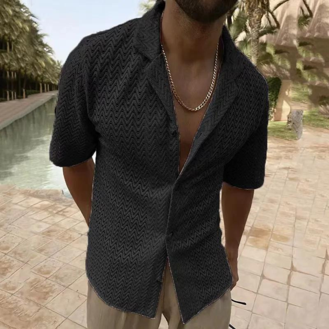 Polo homme – Coupe décontractée – Maille douce – Design ajouré respirant – Manches courtes