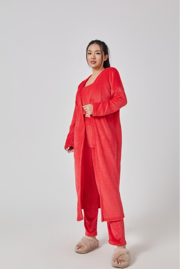 Femme Ensemble Lounge - Crop Top, Pantalon et Cardigan - Coupe Relax - Douillet - Polyvalent