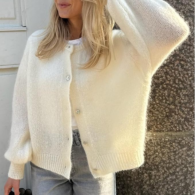 Femme Cardigan - Tricot Doux et Chaud - Coupe Casual - Manches Longues - Basique Polyvalent