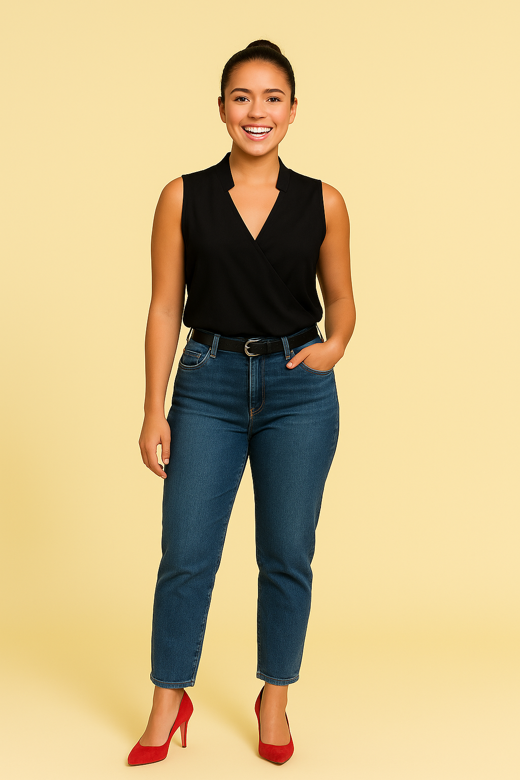 Top sans manches femme – Coupe cintrée – Décolleté cache-cœur – Imprimé floral – Tissu respirant