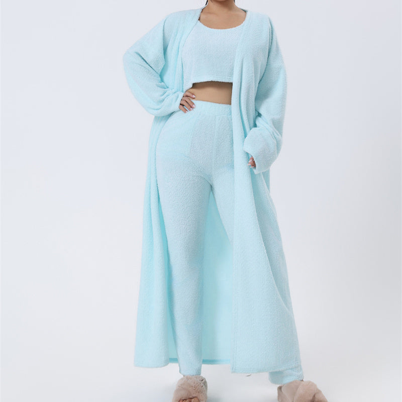 Femme Ensemble Lounge - Crop Top, Pantalon et Cardigan - Coupe Relax - Douillet - Polyvalent