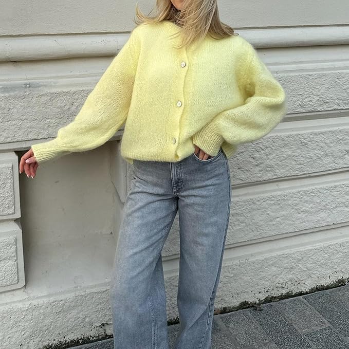 Femme Cardigan - Tricot Doux et Chaud - Coupe Casual - Manches Longues - Basique Polyvalent