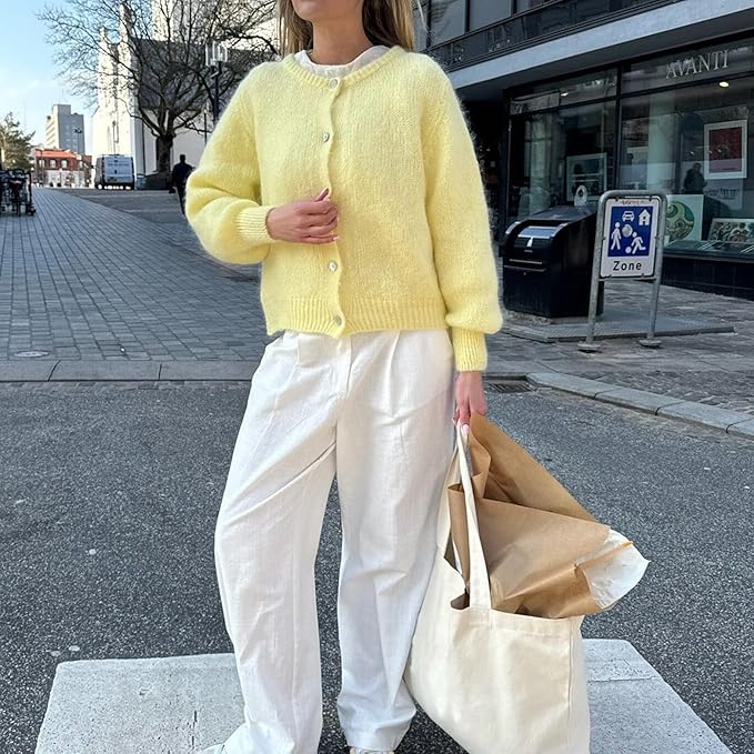 Femme Cardigan - Tricot Doux et Chaud - Coupe Casual - Manches Longues - Basique Polyvalent