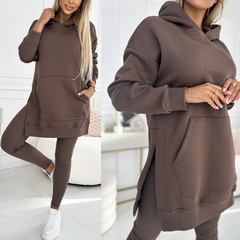 Sweat à capuche femme, coupe décontractée, en tricot doux, côtelé, grande