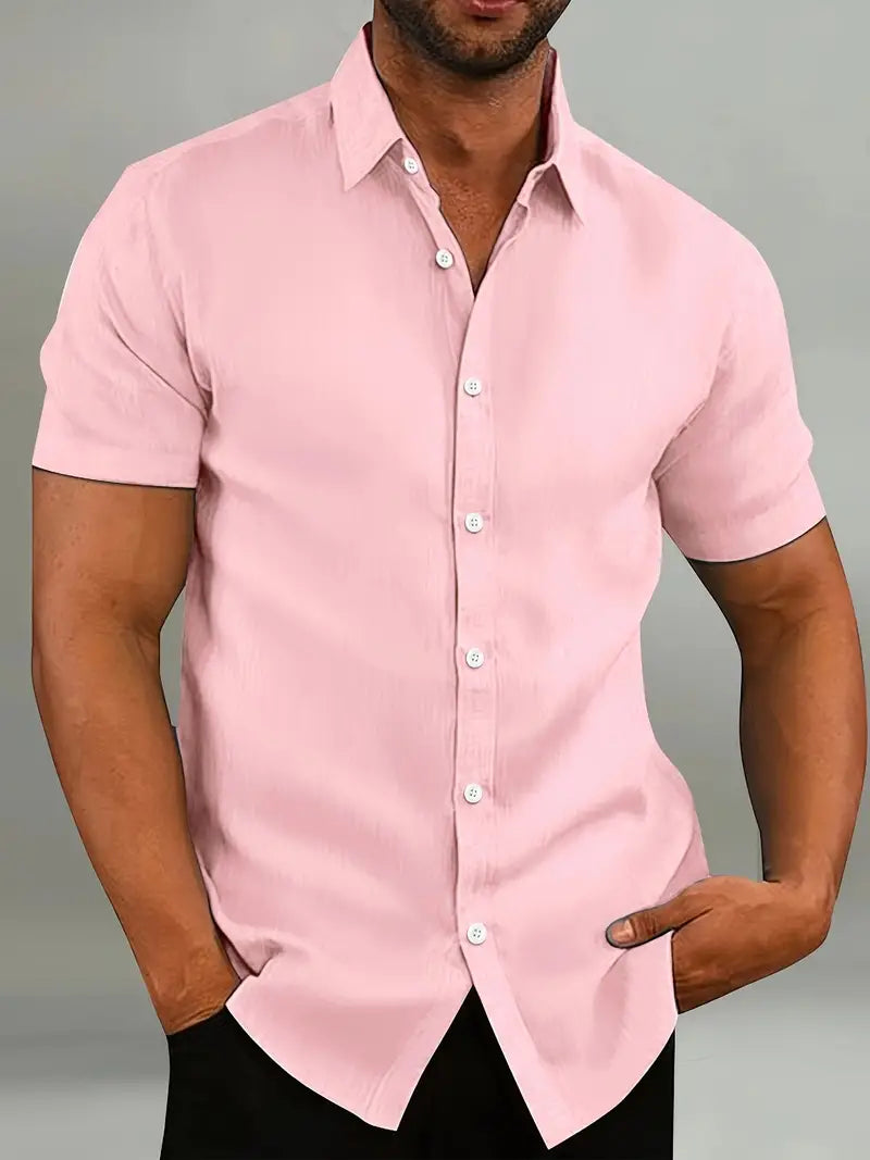 Chemise homme à manches courtes – Coupe ajustée – Col classique