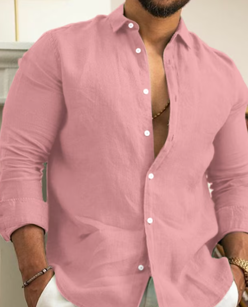 Chemise homme ajustée – Fibres naturelles – Manches longues – Boutonnage classique