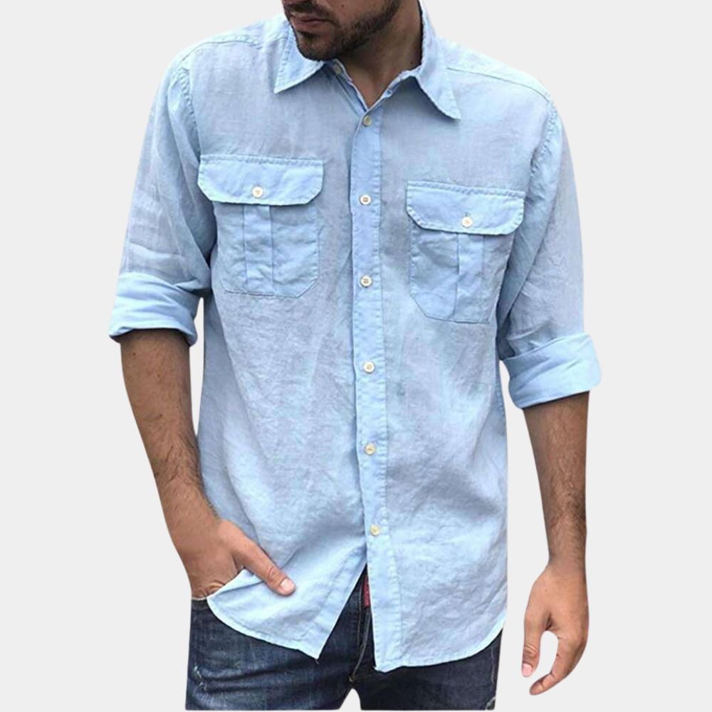 Chemise homme – Coupe régulière – Manches longues – Poches à rabat boutonnées