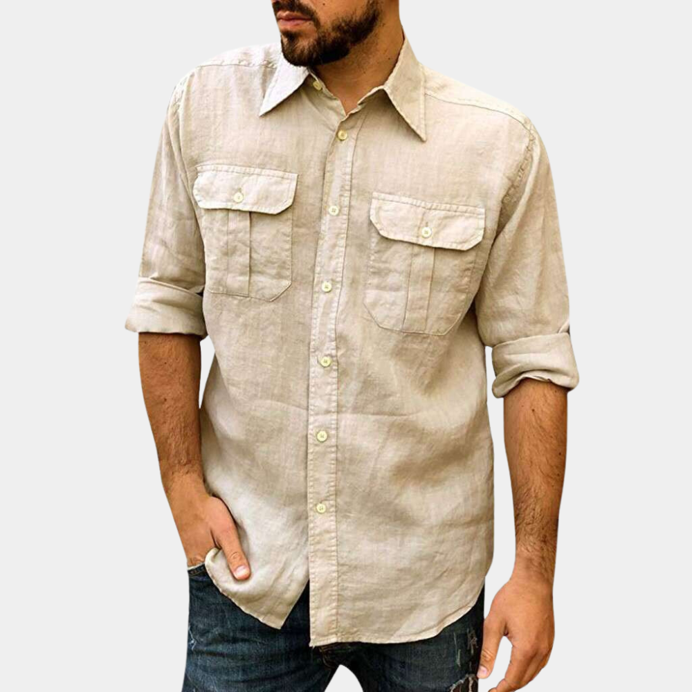 Chemise homme – Coupe régulière – Manches longues – Poches à rabat boutonnées