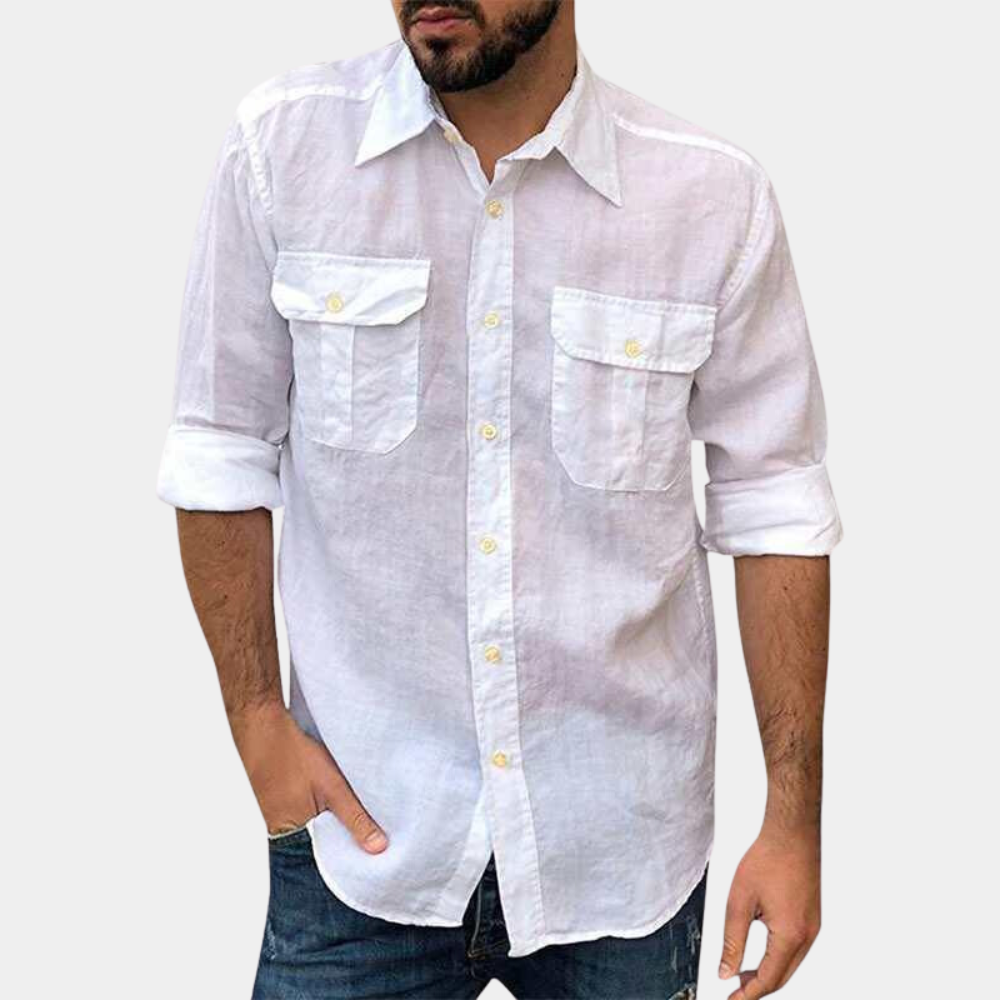Chemise homme – Coupe régulière – Manches longues – Poches à rabat boutonnées