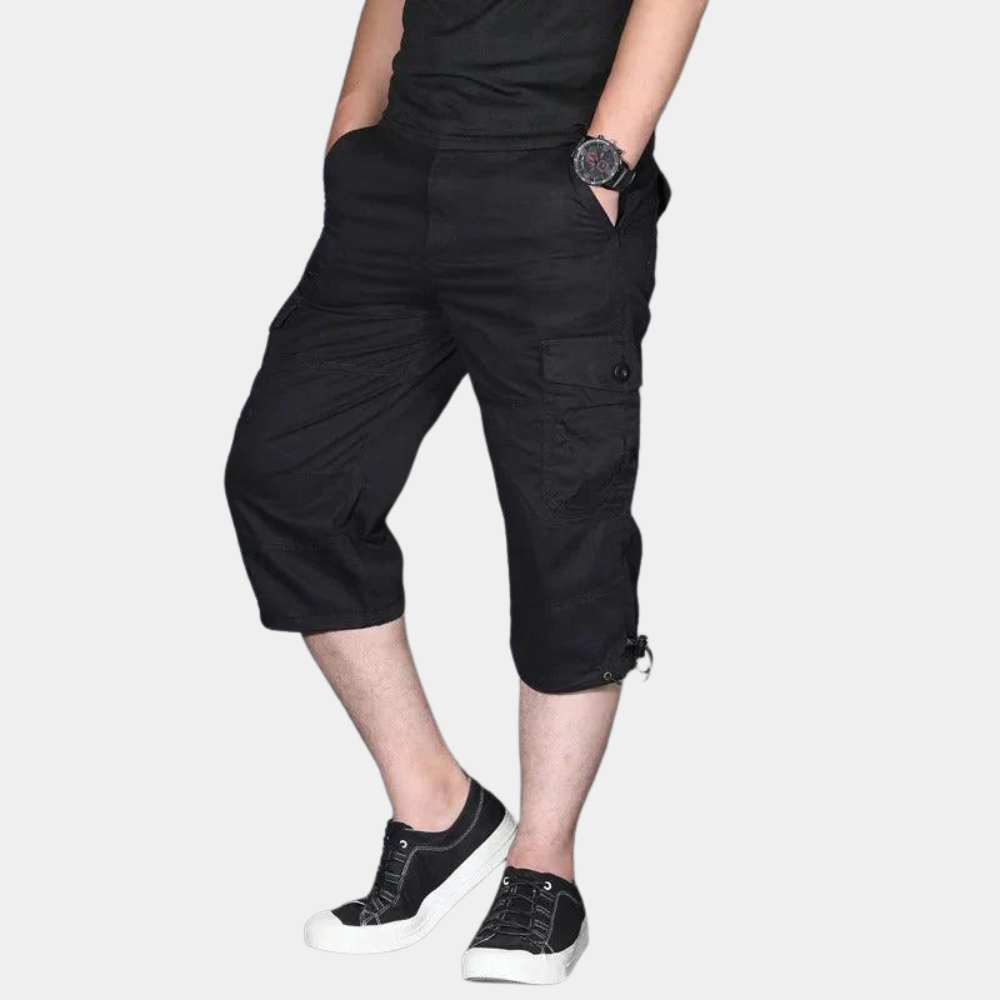 Pantalon cargo homme – Coupe décontractée – Longueur trois-quarts – Tissu respirant – Multi-poches utilitaires