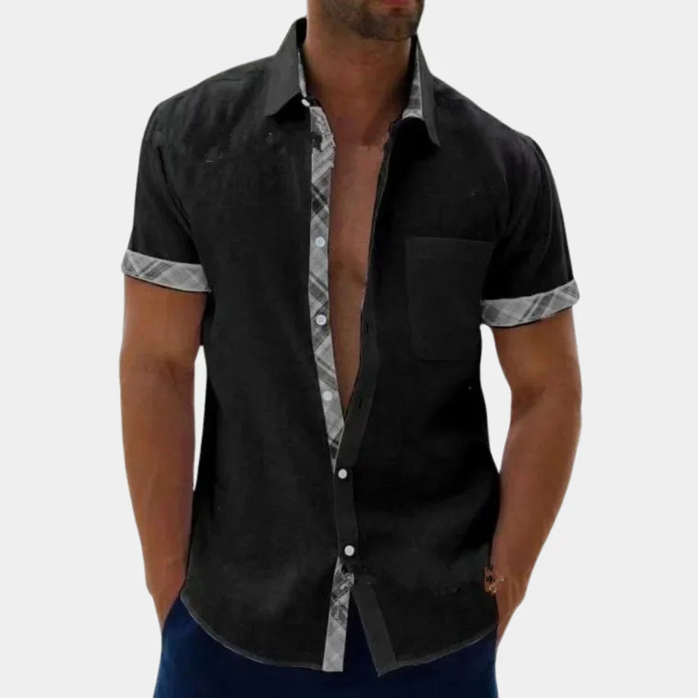 Chemise homme manches courtes – coupe décontractée – coton – col classique
