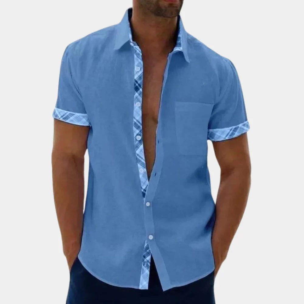 Chemise homme manches courtes – coupe décontractée – coton – col classique