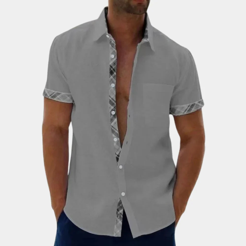Chemise homme manches courtes – coupe décontractée – coton – col classique