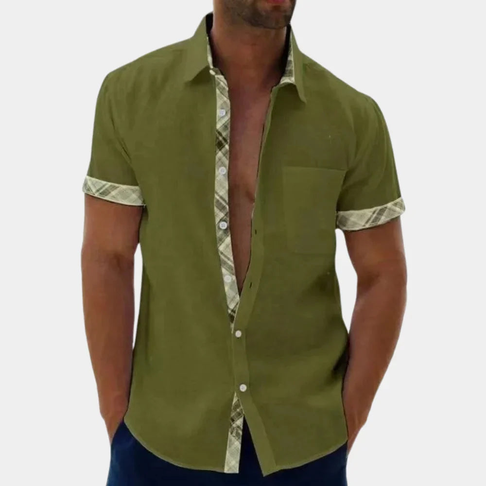 Chemise homme manches courtes – coupe décontractée – coton – col classique