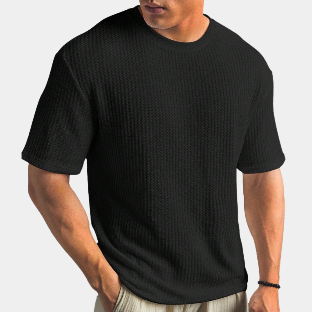 Chemise homme décontractée – Maille texturée – Coupe ample – Manches courtes