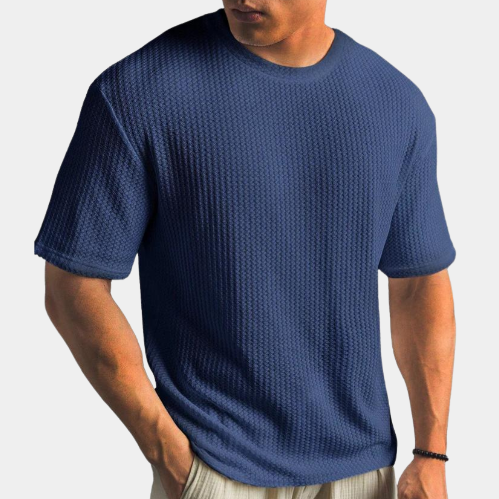 Chemise homme décontractée – Maille texturée – Coupe ample – Manches courtes