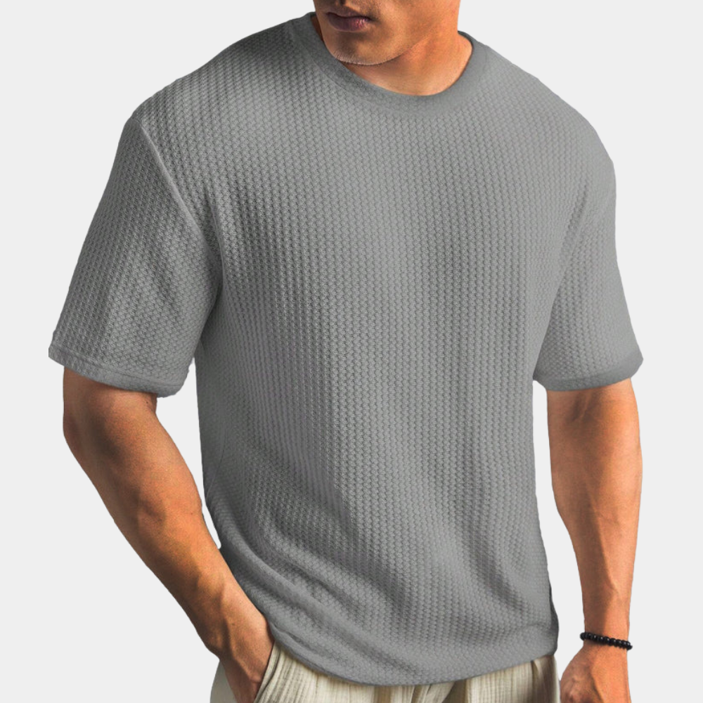 Chemise homme décontractée – Maille texturée – Coupe ample – Manches courtes