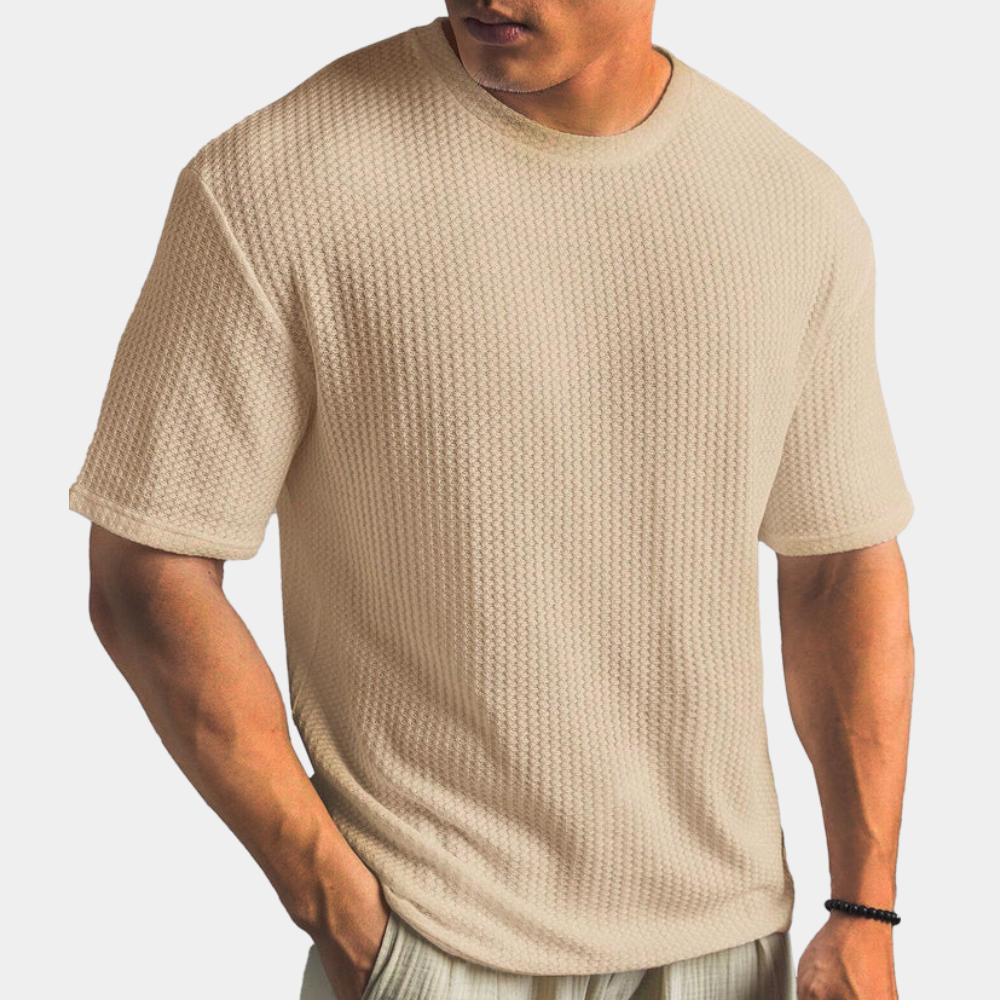 Chemise homme décontractée – Maille texturée – Coupe ample – Manches courtes