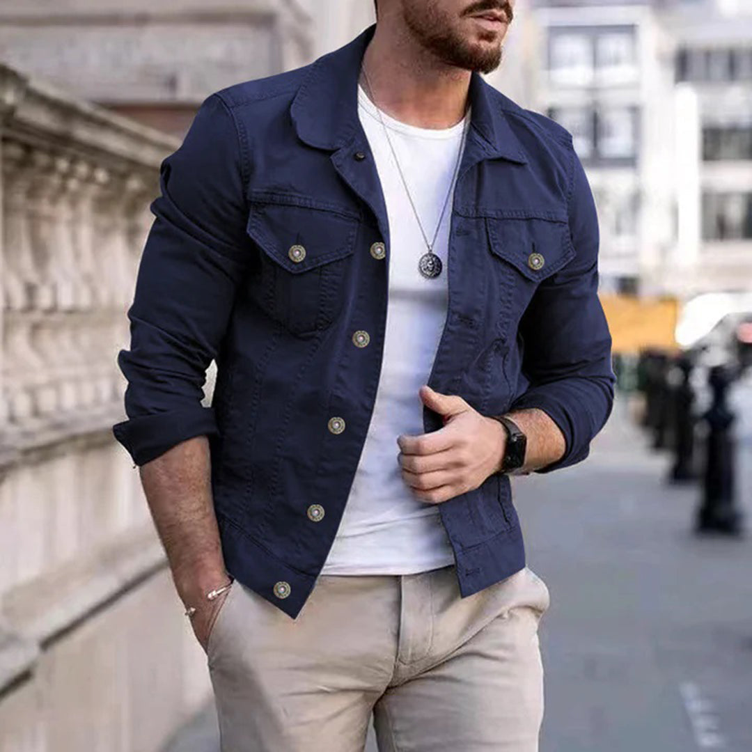 Veste homme – Coupe slim – Coton – Boutonnage métallique – Poches poitrine