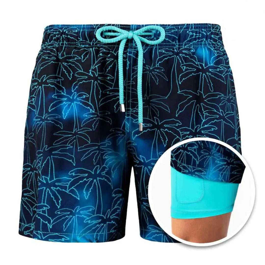 Short de bain homme – Coupe décontractée – Séchage rapide – Taille élastique avec cordon – Doublure intégrée