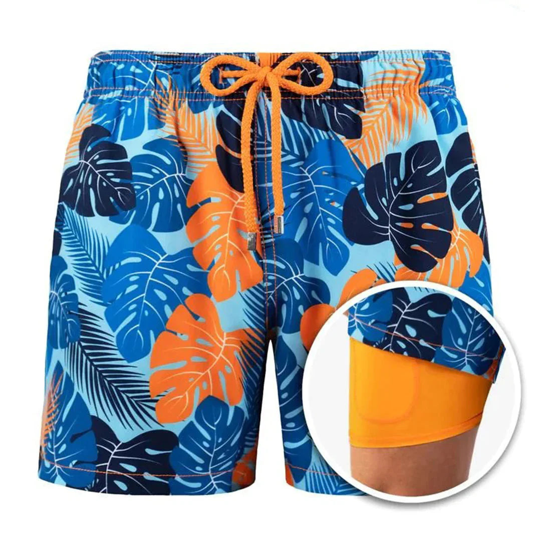 Short de bain homme – Coupe décontractée – Séchage rapide – Taille élastique avec cordon – Doublure intégrée