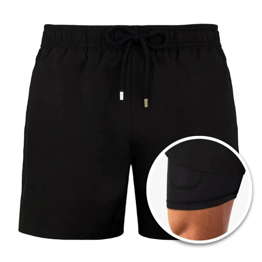 Short de bain homme – Coupe décontractée – Séchage rapide – Taille élastique avec cordon – Doublure intégrée