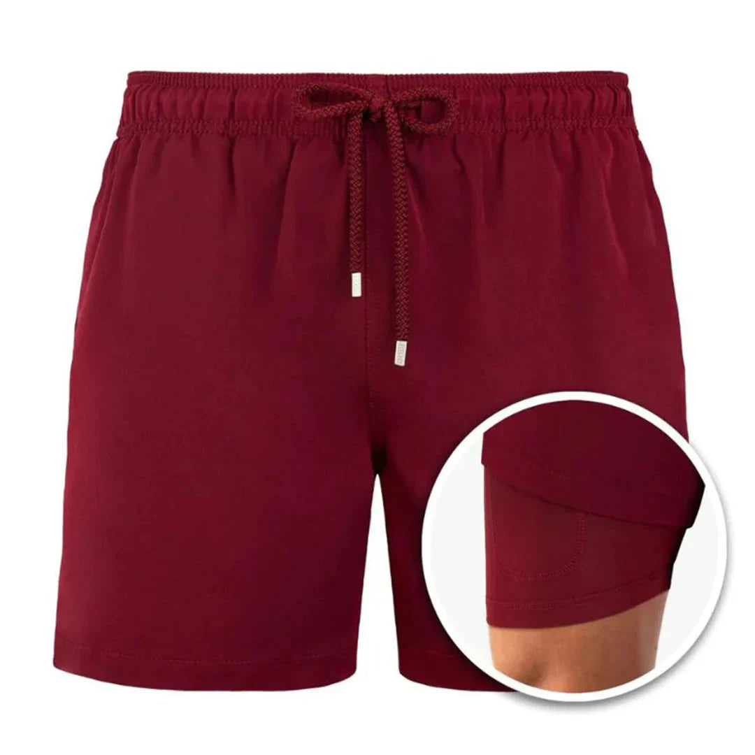 Short de bain homme – Coupe décontractée – Séchage rapide – Taille élastique avec cordon – Doublure intégrée