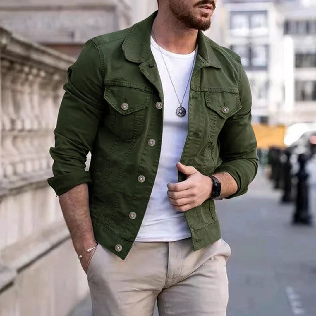 Veste homme – Coupe slim – Coton – Boutonnage métallique – Poches poitrine