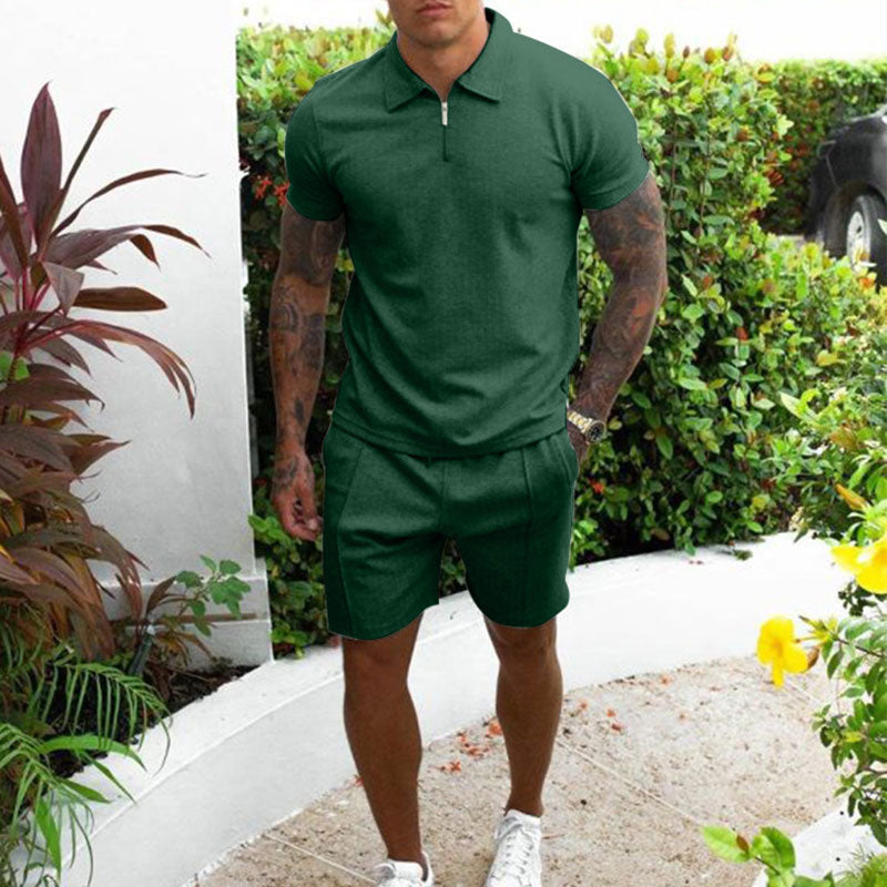 Ensemble polo et short homme – Coupe régulière – Col zippé