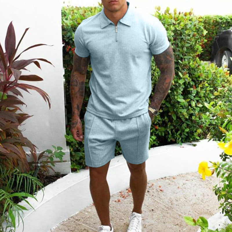 Ensemble polo et short homme – Coupe régulière – Col zippé