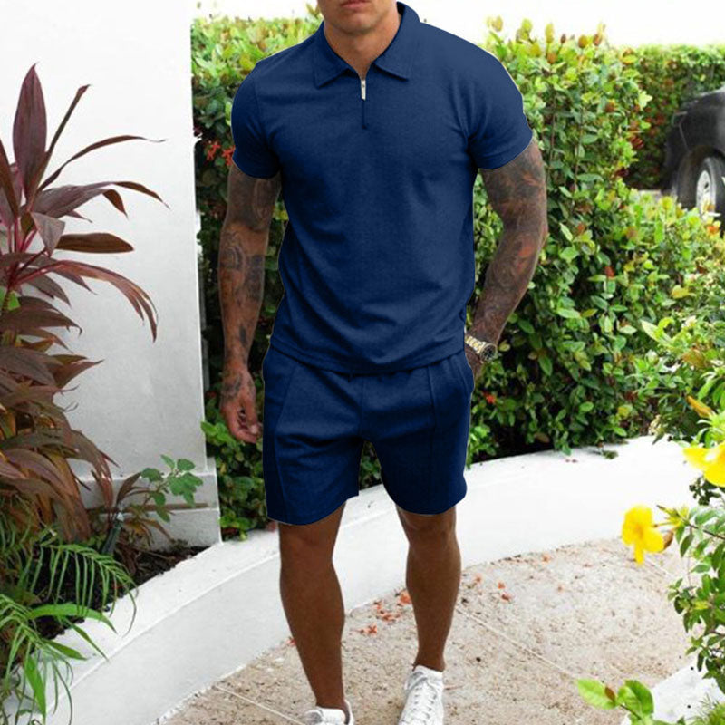 Ensemble polo et short homme – Coupe régulière – Col zippé